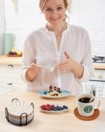 Effectyou 8-Pack Drink Coasters with Holder – Colorful, Absorbent Cotton Coasters for Home Decor, Coffee Table, and Bar. Perfect Housewarming Gift! - Image 7