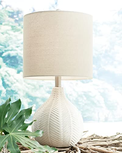 41S0UkzDf7L._SL500_.jpg Signature Design by Ashley Rainermen 20" Modern Herringbone Ceramic Table Lamp in Off White - Image 2