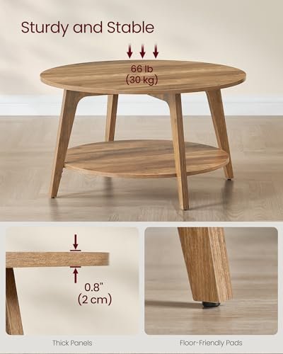 41SrprDQSEL._SL500_.jpg VASAGLE Round Coffee Table: 2-Tier Storage Design, 31.5x17.7 Inches, Easy Assembly, Honey Brown ULCT243K41. - Image 5