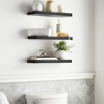 BAYKA Floating Wall Shelves - Rustic Black Wood Shelves for Bathroom, Bedroom, Living Room, Kitchen (Set of 3, 15.7in) - 22lbs Capacity for Books & Decor. - Image 4