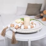 HPC Decor 12" Round White Distressed Wood Tray - Rustic Farmhouse Decorative Tray for Living Room, Kitchen, or Coffee Table. - Image 2
