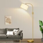 Upgraded Dimmable Gold Arc Floor Lamp with 1200 Lumens LED Bulb, Modern Linen Shade for Living Room, Bedroom, Office, and Nursery. - Image 7