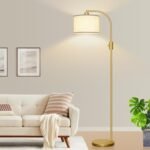 Upgraded Dimmable Gold Arc Floor Lamp with 1200 Lumens LED Bulb, Modern Linen Shade for Living Room, Bedroom, Office, and Nursery. - Image 8