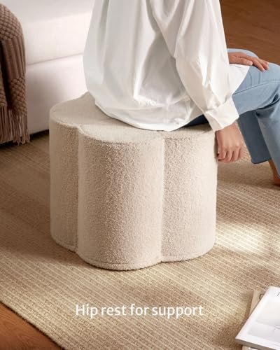 41Ws-YT3AiL._SL500_.jpg Blissful Diary Floral Pouf Ottoman - Comfy Off-White Floor Seating for Living Room, Bedroom, Kids Room - Image 2