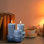 MTLEE 3-Piece Scented Ribbed Pillar Candles Set (Blue) - 4.7", 4.2", 3.2" Tall for Home, Weddings, and Christmas Decor - Image 5