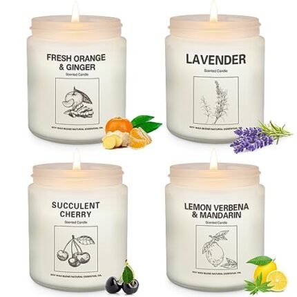 Natural Soy Wax Aromatherapy Candles - 4 Pack 7.1oz, Over 240 Hours Burn Time, Scented Candles Gifts for Women - Lavender