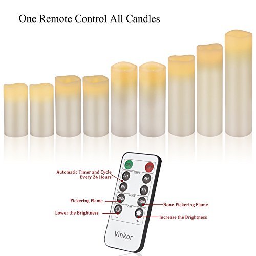 41YkfA3YujL._SL500_.jpg Vinkor Flameless Candles: Battery-Operated Real Wax LED Pillar Candles with Remote & 24-Hour Timer (Ivory, 4"-9") - Image 6