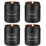 Scented Candles Set | Men Candle Set, Scented Candles for Home, Gifts for Men Aromatherapy Gift Set - 4 Pack Manly Gifts Soy Candle of Leather/Smoke & Vanilla/Oak/Lavender
