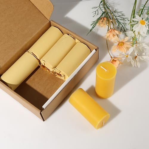 41ZJMVTaaQL._SL500_.jpg 6-Pack 100% Pure Beeswax Pillar Candles - 210-Hour Burn Time, Organic, Unscented, Dripless & Smokeless, Perfect for Home & Events, 2x4 in Size. - Image 9