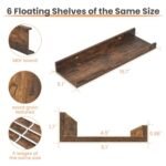 Upsimples Floating Wall Shelves Set of 6 - Wooden Decor Storage for Bedroom, Living Room, Kitchen, and Bathroom. - Image 3