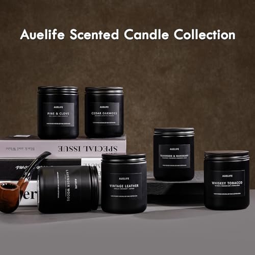 41aCrjmLg8L._SL500_.jpg Scented Candle Gift Set for Men - 6-Pack Soy Candles with Masculine Scents: Smoke, Vanilla, Leather, Tobacco, Oak, Amber Patchouli. - Image 3