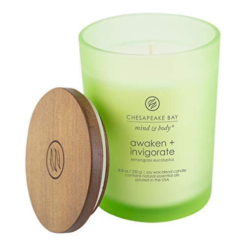 41ahbdYMWSL._SL500_.jpg Chesapeake Bay Candle PT40886, Awaken + Invigorate Scented Candle, Lemongrass Eucalyptus, Medium Green Home Décor. - Image 2