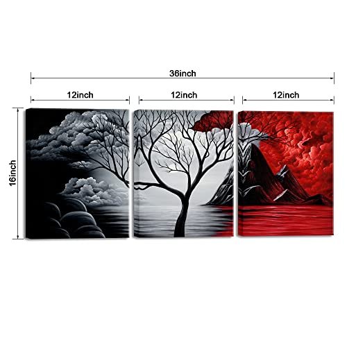 41crQUhVTWL._SL500_.jpg Wieco Art Cloud Tree 3-Piece Canvas Set: Modern Abstract Seascape Prints for Home Wall Decor. - Image 2