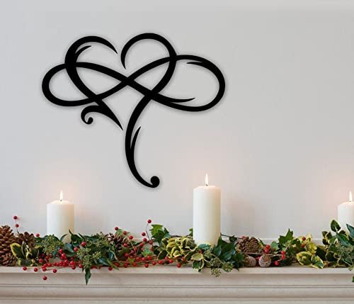 41eIRE5NrkL._SL500_.jpg AOOLVY Infinity Heart Wall Decor: Unique Metal Art Love Sign for Home, Wedding, and Living Room (Black, 15.7x14 inch) - Image 6