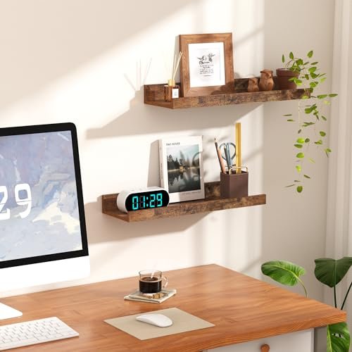 41eoFeOZITL._SL500_.jpg Upsimples Floating Wall Shelves Set of 6 - Wooden Decor Storage for Bedroom, Living Room, Kitchen, and Bathroom. - Image 7