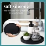 Round Black Silicone Bathroom Tray - 9 Inch Vanity Soap Holder & Kitchen Countertop Organizer - Image 6