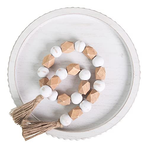 41g6OhGrvWL._SL500_.jpg HPC Decor 12" Round White Distressed Wood Tray - Rustic Farmhouse Decorative Tray for Living Room, Kitchen, or Coffee Table. - Image 5