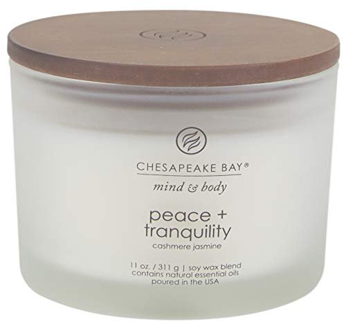 Chesapeake Bay Candle Peace + Tranquility: 3-Wick Cashmere Jasmine Scented Chesapeake Bay Candle Scented Candle Peace + Tranquility (cashmere jasmine) 3-Wick Coffee Table Jar