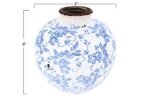 Creative Co-Op DF2720 8" Terracotta Floral Transferware Vase in Blue with Crackle Finish - Image 2