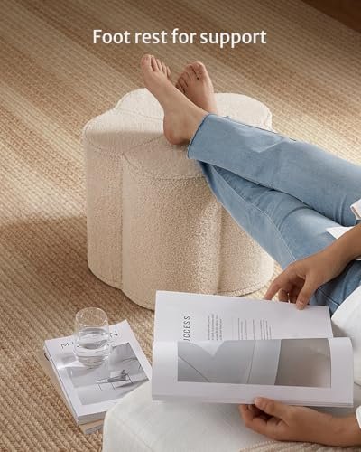 41k2rDBoaZL._SL500_.jpg Blissful Diary Floral Pouf Ottoman - Comfy Off-White Floor Seating for Living Room, Bedroom, Kids Room - Image 4
