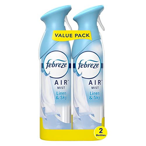 Febreze Air Mist Odor-Fighting Air Freshener Spray, Linen & Sky Febreze Air Mist Air Freshener Spray, Odor-Fighting Room Spray, Air Fresheners for Home and Bathroom and Kitchen, Aerosol Can, Linen & Sky Scent, 8.8oz, 2 Count