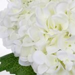 Hollyone White Hydrangea Artificial Flowers in Glass Vase with Faux Water for Home Decor. - Image 3