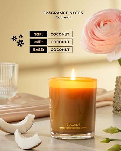 41ktr6esM0L._SL500_.jpg 96NORTH Pure Coconut Candle | 100% Natural Soy Wax | One Wick | Non-Toxic Aromatherapy Gift | Up to 35 Hours Burn Time - Image 2