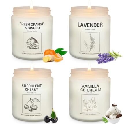 Scented Candles Sets, Candles for Home Scented,Made with Natural Soy Wax & Essential Oils, 35 Hour Burn Time,4 x 7.1 Oz Aromatherapy Candle Gifts for Christmas Birthday Women Mom Best Friends.