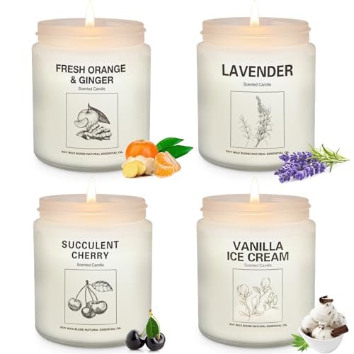 Soy Wax Scented Candle Set - 4 Aromatherapy Candles, 35-Hour Scented Candles Sets, Candles for Home Scented,Made with Natural Soy Wax & Essential Oils, 35 Hour Burn Time,4 x 7.1 Oz Aromatherapy Candle Gifts for Christmas Birthday Women Mom Best Friends.