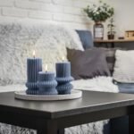 MTLEE 3-Piece Scented Ribbed Pillar Candles Set (Blue) - 4.7", 4.2", 3.2" Tall for Home, Weddings, and Christmas Decor - Image 3