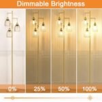 Dimmable Gold Tree Floor Lamps with 3 Teardrop Cage Heads - 800 Lumens LED for Living Room & Office - Image 3