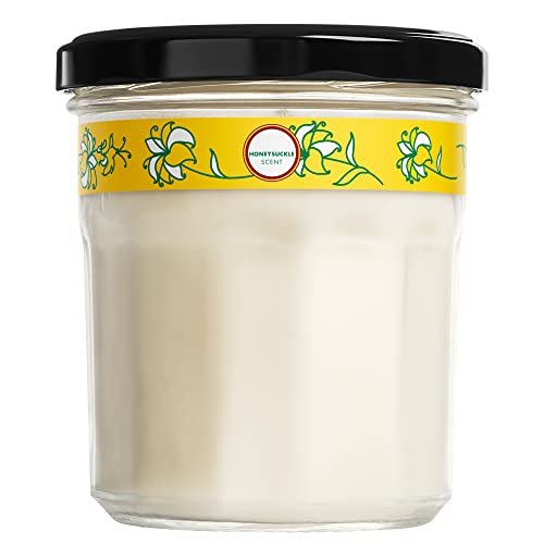 Mrs. Meyer's Clean Day Honeysuckle Soy Candle: 35-Hour Burn, Made MRS. MEYER'S CLEAN DAY Soy Aromatherapy Candle, 35 Hour Burn Time, Made with Soy Wax and Essential Oils, Honeysuckle, 7.2 Oz