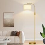 Upgraded Dimmable Gold Arc Floor Lamp with 1200 Lumens LED Bulb, Modern Linen Shade for Living Room, Bedroom, Office, and Nursery. - Image 5