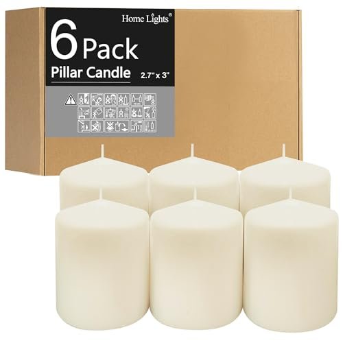 41oUgXhaiLL._SL500_.jpg White Unscented Pillar Candles - 2.7x3 inches, 30-hour burn time, 6 Pack - Ideal for Weddings & Events. - Image 8