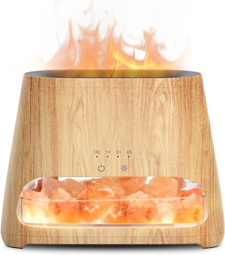 SALKING 2-in-1 Ultrasonic Essential Oil Diffuser & Himalayan Salt Lamp SALKING 2-in-1 Ultrasonic Essential Oil Diffuser & Himalayan Salt Lamp, Aromatherapy Diffuser Cool Mist Humidifier with Auto Off Function, 100% Pure Himalayan Pink Salt Rock, 150ml (Wooden Grain)