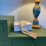 Decorative White Faux Books for Home Decor with Rustic Farmhouse Style & 52in Wood Bead Garland - Image 3