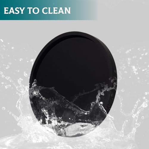 41sruqHMDeL._SL500_.jpg Round Black Silicone Bathroom Tray - 9 Inch Vanity Soap Holder & Kitchen Countertop Organizer - Image 5