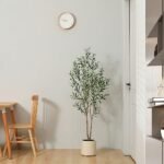 LOMANTO 5 ft Faux Olive Tree for Indoor Decor, Elegant Silk Olive Plant with White Planter, Ideal Housewarming Gift. - Image 3