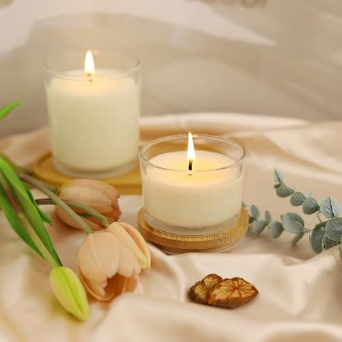 41uEnOIKiPL._SL500_.jpg YZEROBAMB 12-Pack 4 oz Heat-Resistant Glass Candle Jars with Bamboo Lids – Perfect for DIY Candle Making, Storage, and Gifts! - Image 4