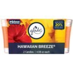 Glade 1-Wick Scented Candle Jar, Hawaiian Breeze, Air Freshener Infused with Essential Oils, 4.08 Oz, 2 Count
