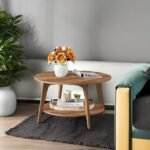 VASAGLE Round Coffee Table: 2-Tier Storage Design, 31.5x17.7 Inches, Easy Assembly, Honey Brown ULCT243K41. - Image 6