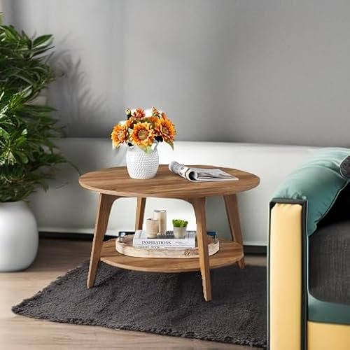 41upCN3xqL._SL500_.jpg VASAGLE Round Coffee Table: 2-Tier Storage Design, 31.5x17.7 Inches, Easy Assembly, Honey Brown ULCT243K41. - Image 6