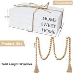 Decorative White Faux Books for Home Decor with Rustic Farmhouse Style & 52in Wood Bead Garland - Image 4