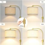 Upgraded Dimmable Gold Arc Floor Lamp with 1200 Lumens LED Bulb, Modern Linen Shade for Living Room, Bedroom, Office, and Nursery. - Image 3