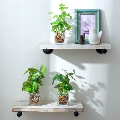 41x1l9LGIzL._SL500_.jpg MyGift Set of 3 Small Faux Potted Plants in Clear Glass Pots – Ideal Indoor Decor for Any Room. - Image 3