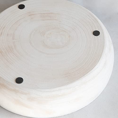 41y39gXAmkL._SL500_.jpg Paulownia Wood Hand-Carved Tray - Rustic 10" Decorative Bowl for Snacks, Coffee Table, and Weddings, Washed White. - Image 7