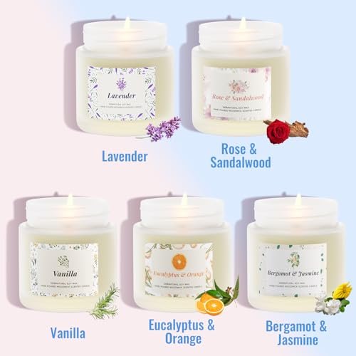 41yA91xA7aL._SL500_.jpg BlissfulOasis Scented Candles - 5 Pack of Long-Lasting, Natural Candles for Home, Perfect for Gifts! - Image 3