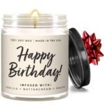 Wax & Wit Birthday Gifts for Women, Happy Birthday Candle – Scented with Vanilla, Buttercream and Sugar - 9oz, Soy Wax, 50 Hour Burn, Premium Candle Gift for Her, Friend, Daughter, Sister, Wife