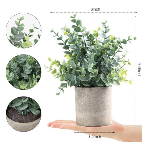 514Nr9Vu9L._SL500_.jpg Coferset 2-Pack Small Eucalyptus Artificial Plants for Home, Desk, Bathroom, Farmhouse Decor (Sage Green) - Image 7