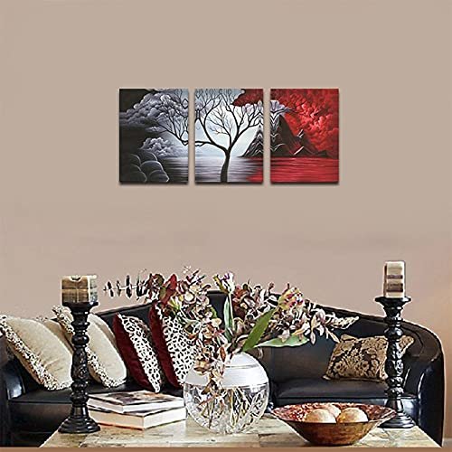 51gTNx-enS._SL500_.jpg Wieco Art Cloud Tree 3-Piece Canvas Set: Modern Abstract Seascape Prints for Home Wall Decor. - Image 9
